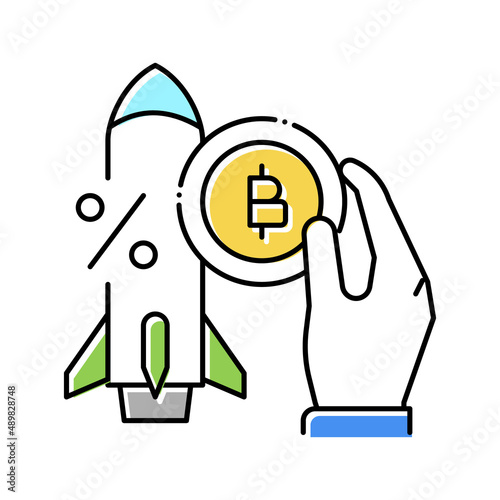 successful start ico color icon vector illustration