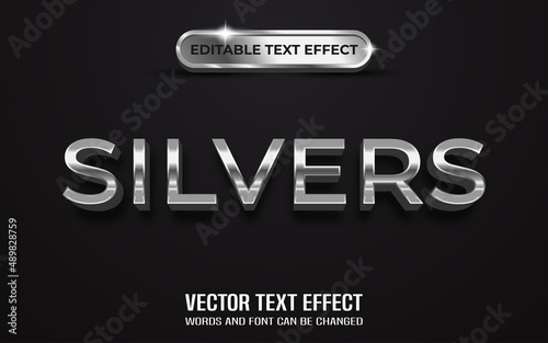 Elegant silvers style editable text effect photo
