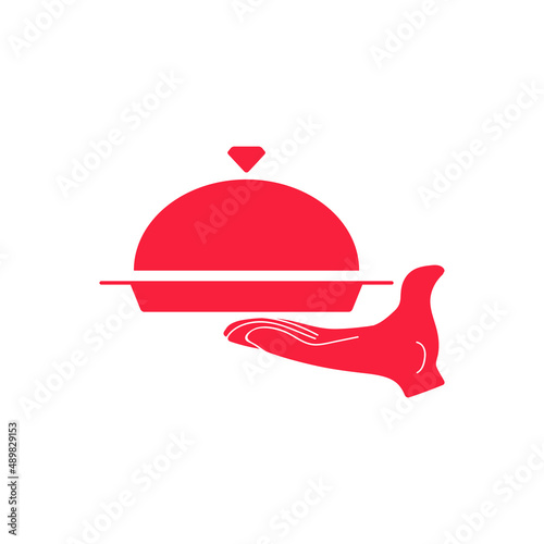 Serving food icon. The waiter serves. EPS-10. Vector illustration for graphic design, Web, UI, mobile upp.