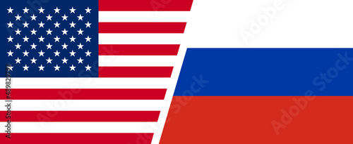 Country flag of the USA and Russia.