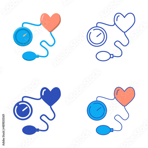 Hypertension icon set in flat and line style