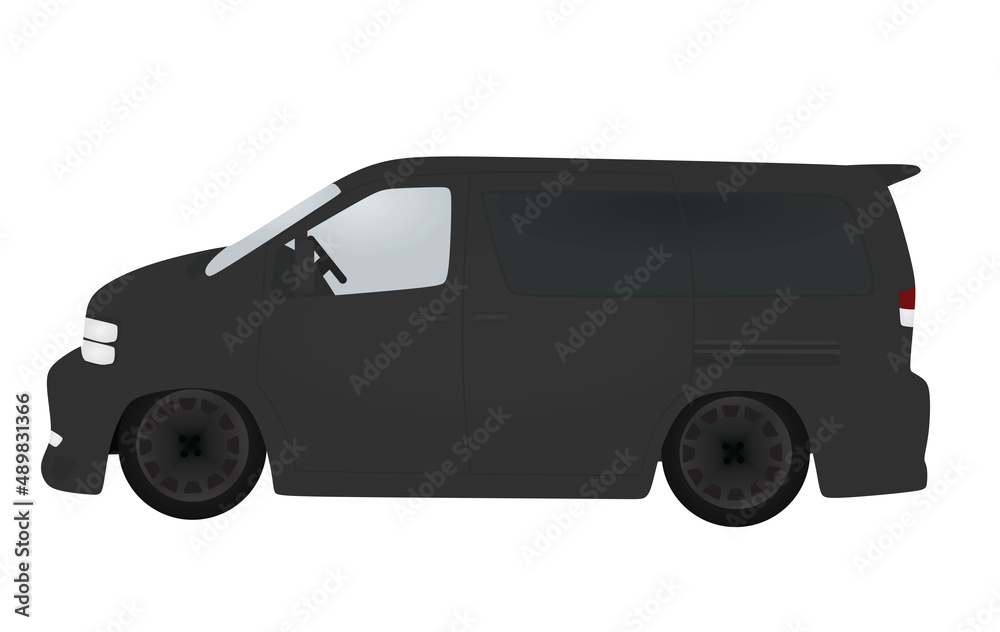 Black van. side view. vector illustration