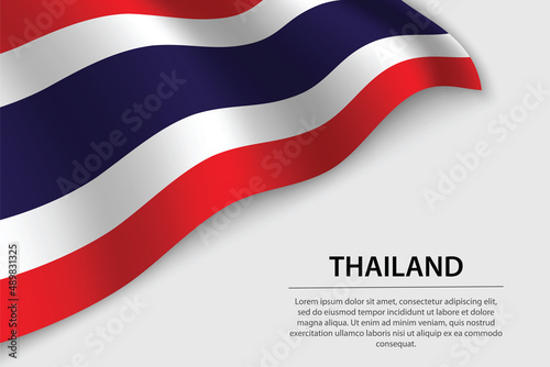 Wave flag of Thailand on white background. Banner or ribbon vect