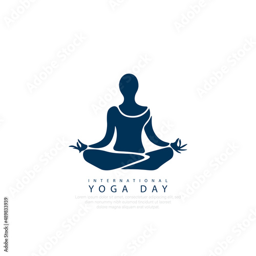 21 June- international yoga day, woman in yoga body posture. Vector