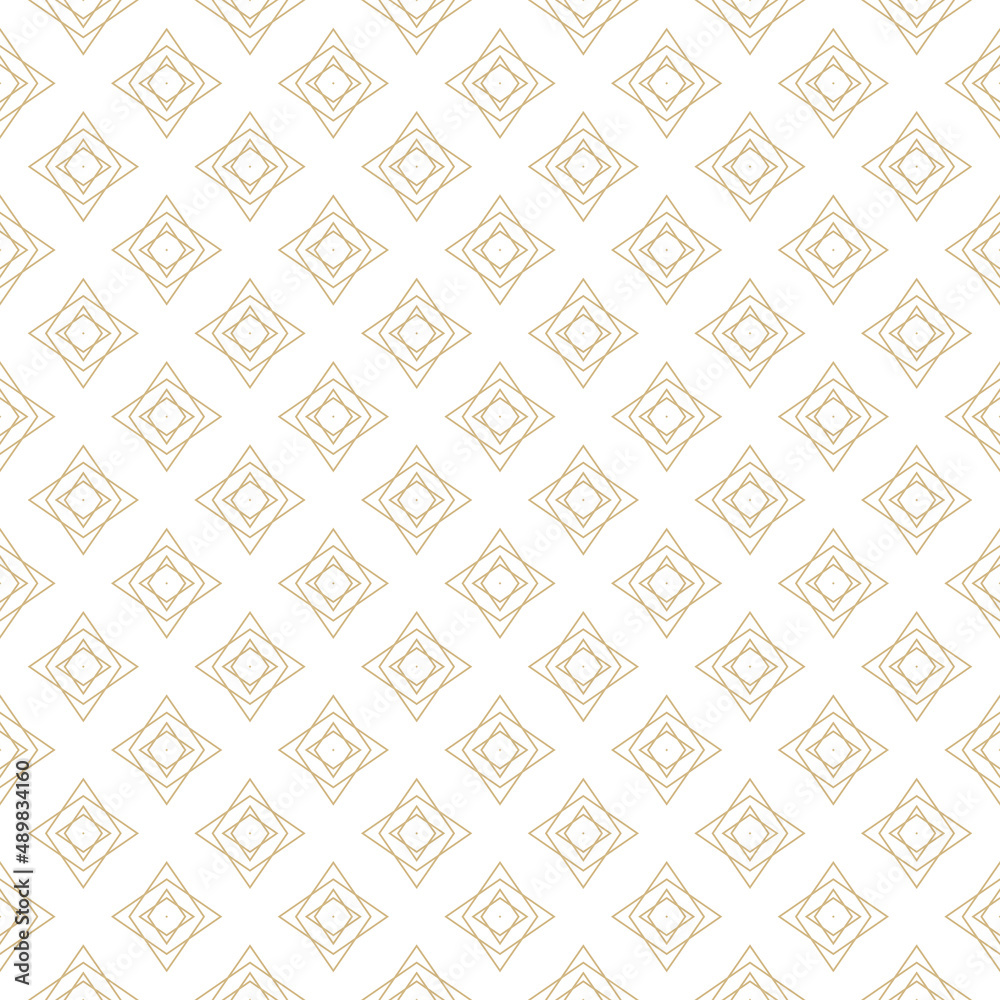 Luxury vector seamless pattern with small diamond shapes, linear stars, rhombuses, crystals. Abstract gold and white geometric texture. Simple elegant golden background. Modern repeat geo design