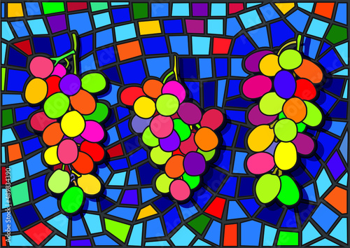 grape fruit colorful design moses stained glass and pattem background illustration vector
