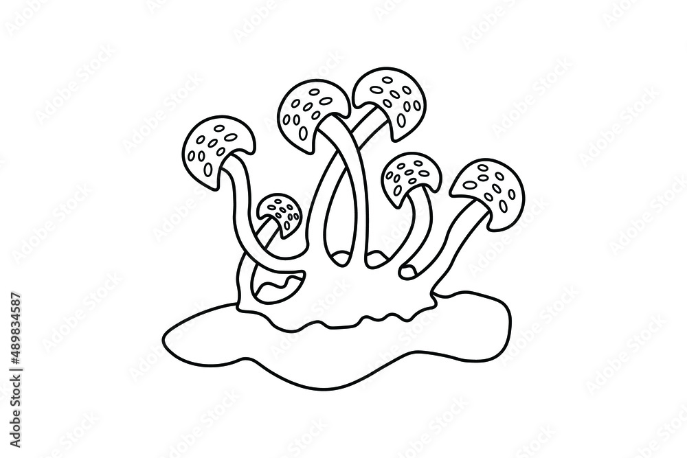 mushroom outline vector, mushroom line art drawing
