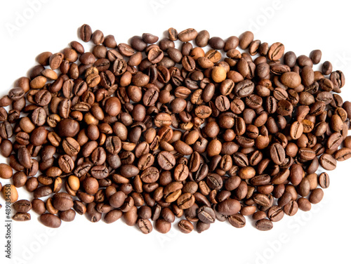 Coffee beans on a white background.Coffee texture background. 