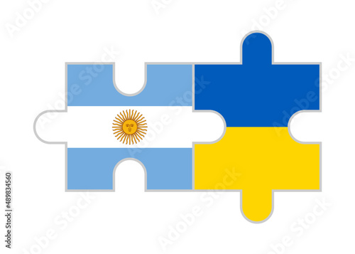 puzzle pieces of argentina and ukraine flags. vector illustration isolated on white background