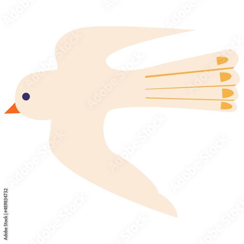 Dove bird vector illustration in flat color design