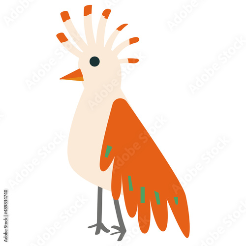 Hoopoe bird vector illustration in flat color design