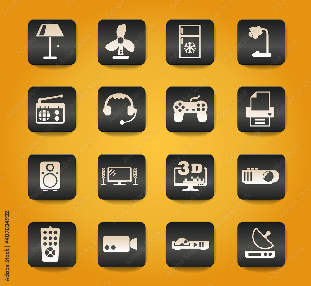 home appliances icon set