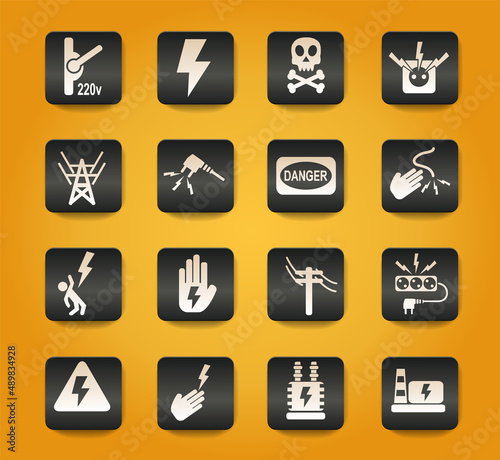 high voltage icon set