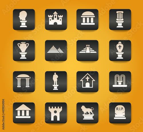 monuments icon set