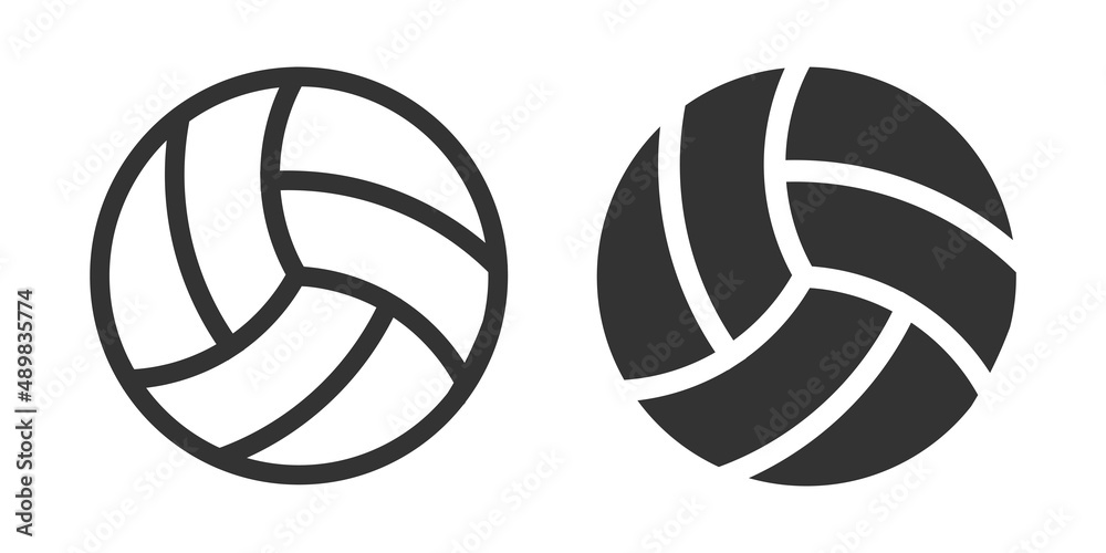 Volley ball icon. Volleyball black and outline sign. Beach game logo vector