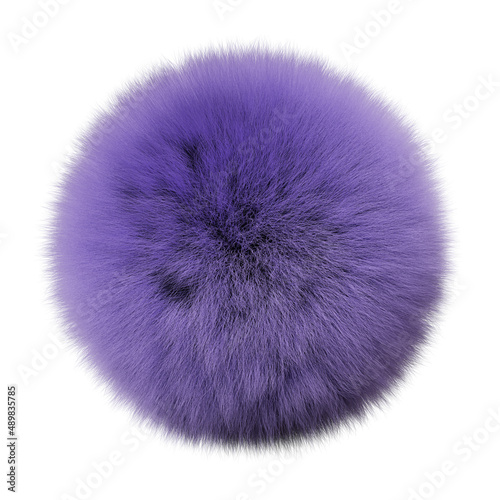 fluffy ball, furry purple sphere isolated on white background