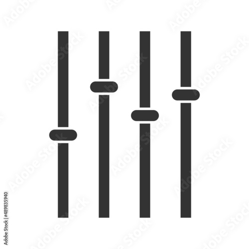 Music equalizer icon. Frequency adjustment illustration symbol. Audio controler vector.
