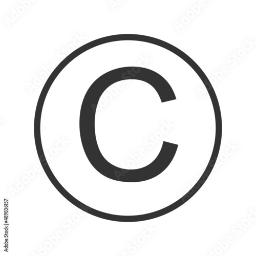 Copyright icon. Letter c and circle license symbol. Trademark vector.