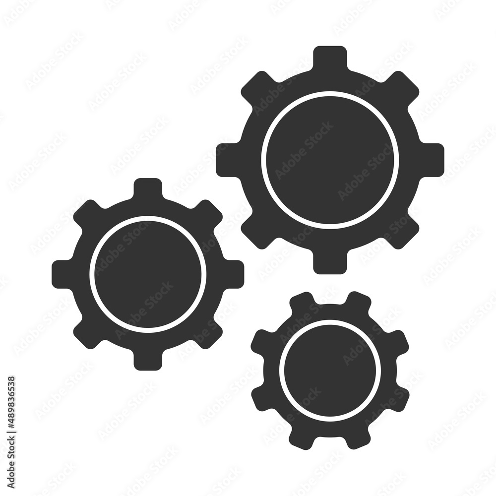 Black gear icon . Web settings   symbol .  Cog whell vector.