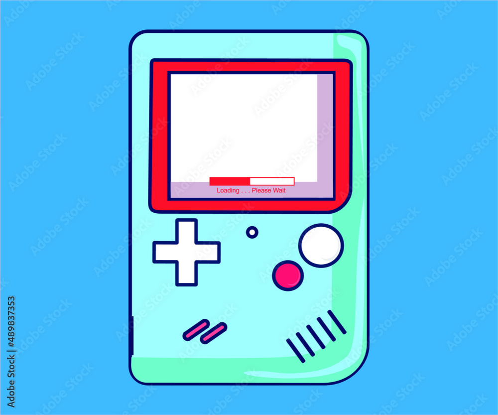 This is an illustration of a console game woth Blue and pink Red This is an illustration of a console game woth Blue and pink Red