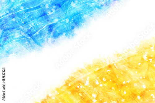 空 青 黄色 水彩 ベクター 背景