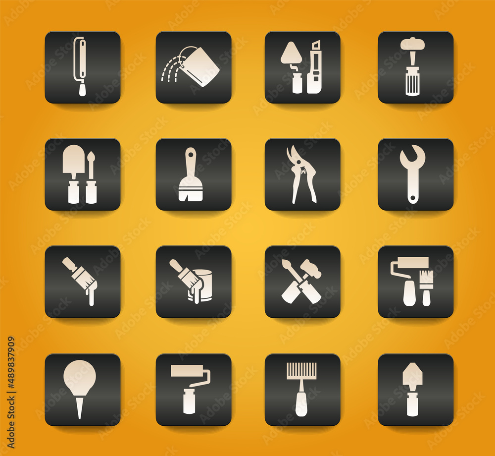 Work tools icons set Work tools icons set