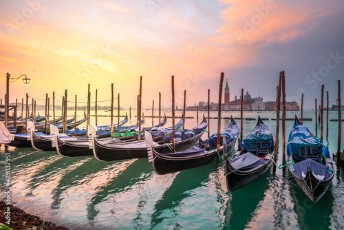 Gondolas In Venice, Italy at Dawn © SeanPavonePhoto