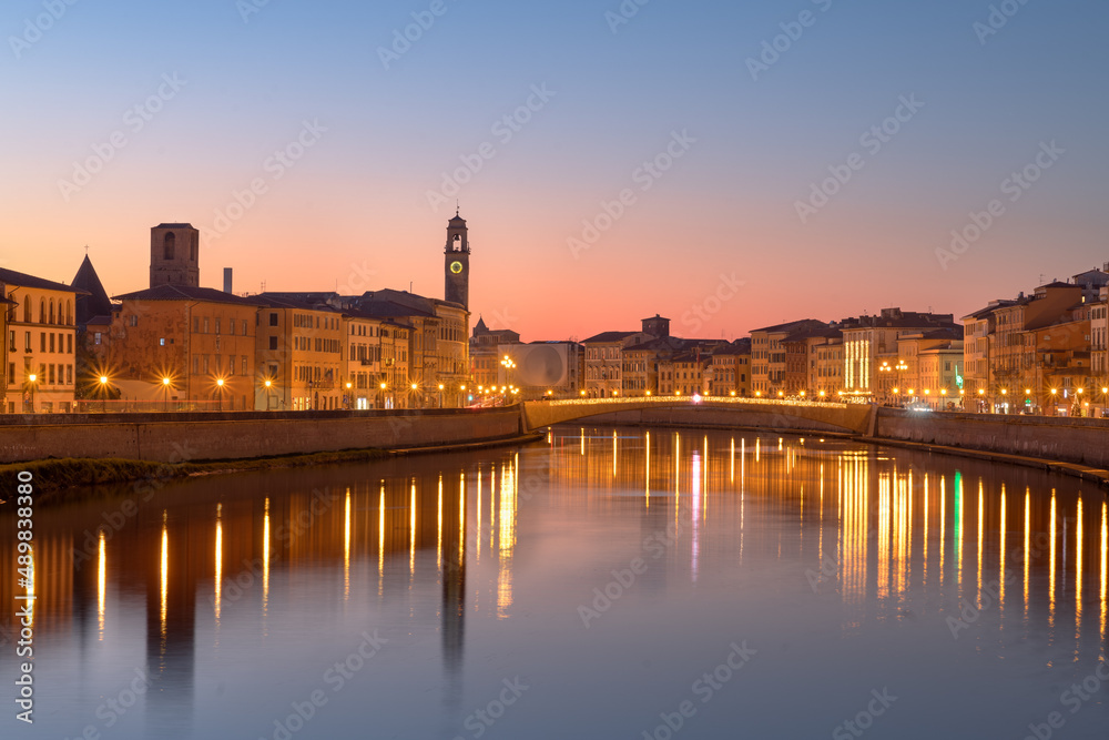 Pisa, Italy Skyline on the Arno River Pisa, Italy Skyline on the Arno River