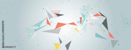 Abstract connection technology. Vector connect polygonal design. Social data community. Digital information concept
