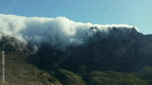 View Of Table Mountain In The Clouds In Cape Town, South Africa - static shot