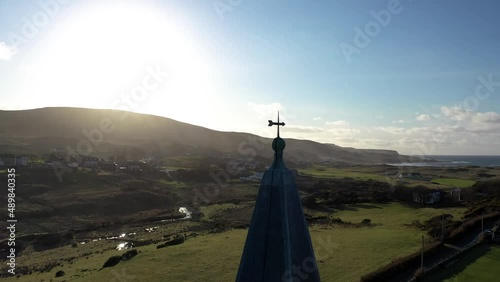 Aerial view of the Church of Ireland in Glencolumbkille - Republic of Ireland photo