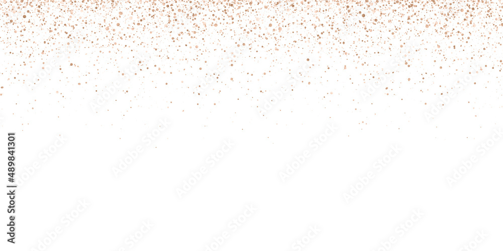 Obraz premium Wide bronze glitter confetti on white background. Vector
