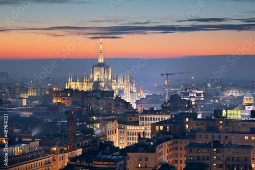 Milan, Italy Skyline at Dusk