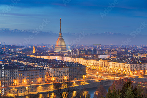 Turin, Piedmont, Italy skyline with the Mole Antonelliana