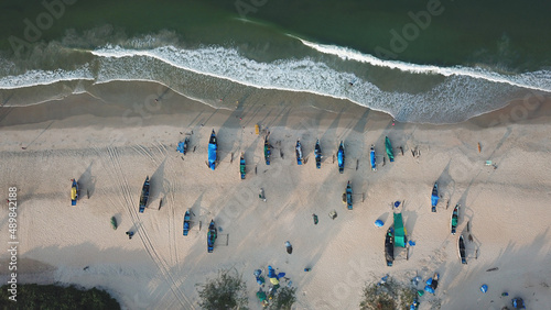 Aerial image of Benaulim beach, South Goa, India