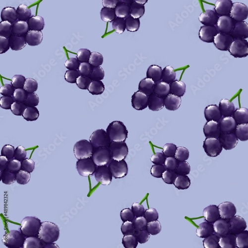textured grapes illustration on purple background .