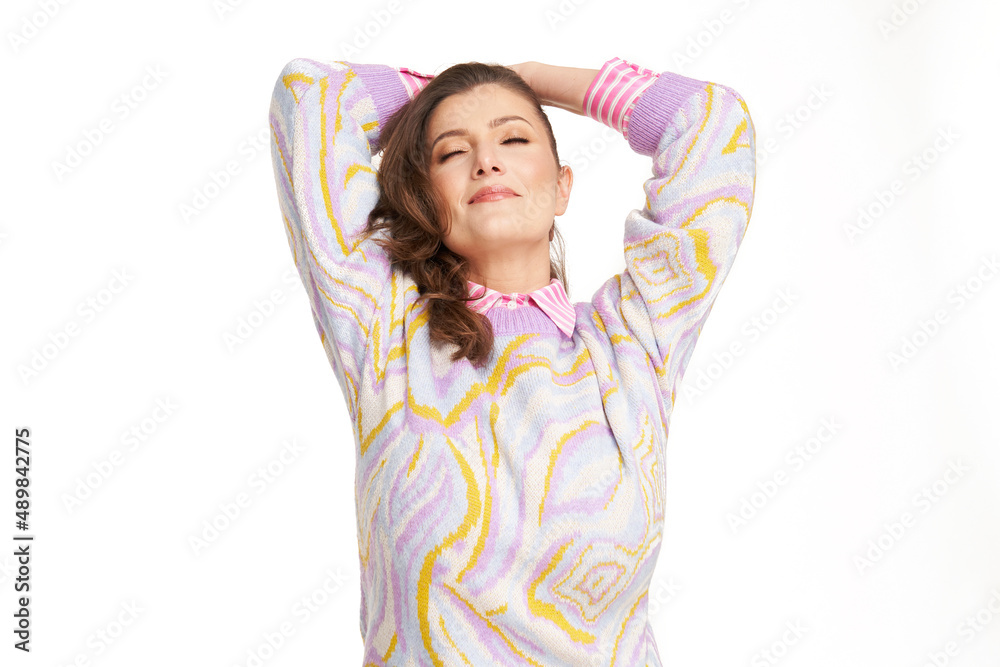 Studio shots of beautiful young woman over isolated background Studio shots of beautiful young woman over isolated background