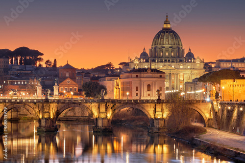 Vatican City on the Tiber River at Dusk