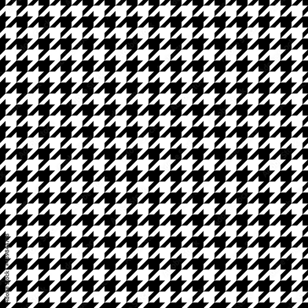 Houndstooth seamless pattern. Repeated houndtooth texture. Black hound tooth on white background. Repeating pepita plaid patern for design prints. Simple abstract plaid dogstooth. Vector illustration - obrazy, fototapety, plakaty 