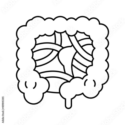 intestinal obstruction disease line icon vector illustration