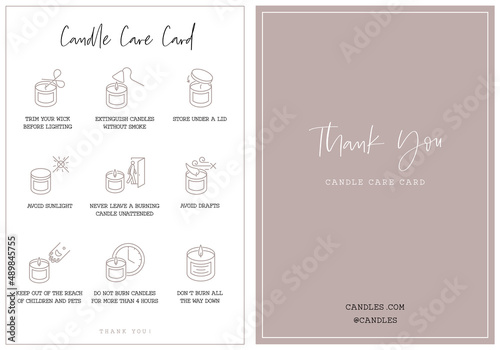 Candle care card instruction photo