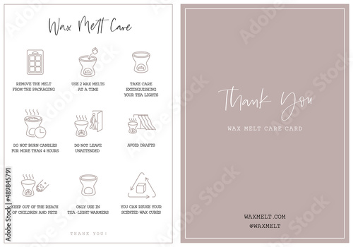 Wax melt care card instruction