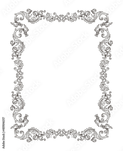 Vector square decorative frame in Baroque Victorian vintage retro style
