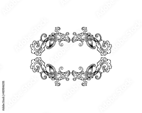 Vector horizontal decorative frame in Baroque Victorian vintage retro style