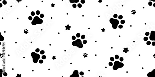 dog paw seamless pattern cat footprint polka dot french bulldog vector puppy kitten pet breed cartoon doodle repeat wallpaper tile background illustration design isolated