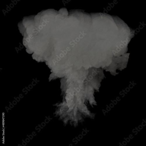 Puffy Smoke Explosion Dense and Grey on black