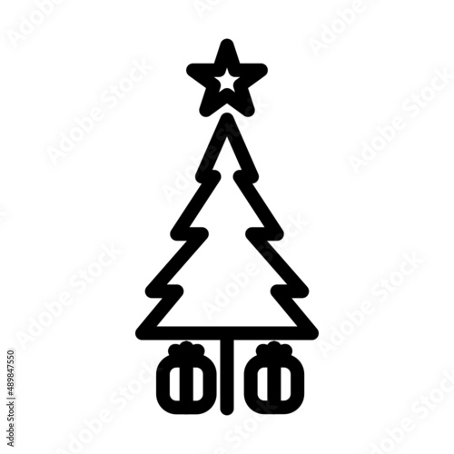 christmas tree with stars and gift box icon