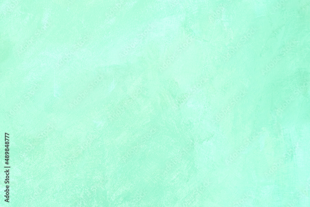 Mint colored abstract textured background. Decorative plaster on the wall