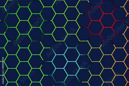 Dark hexagonal background with gradient color 