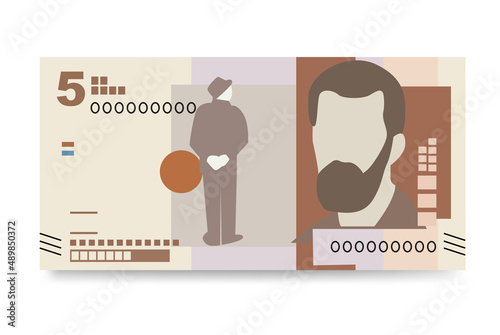 Colombian Peso Vector Illustration. Colombia, Venezuela money set bundle banknotes. Paper money 5 COP. Flat style. Isolated on white background. Simple minimal design. photo